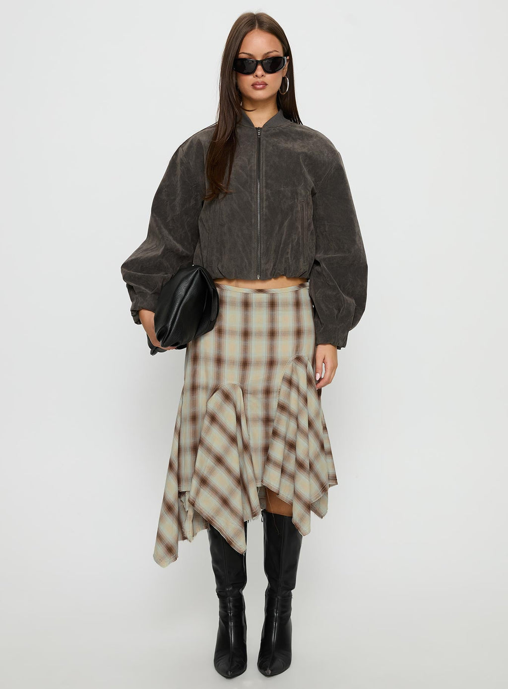Toshie Asymmetrical Midi Skirt Multi Check