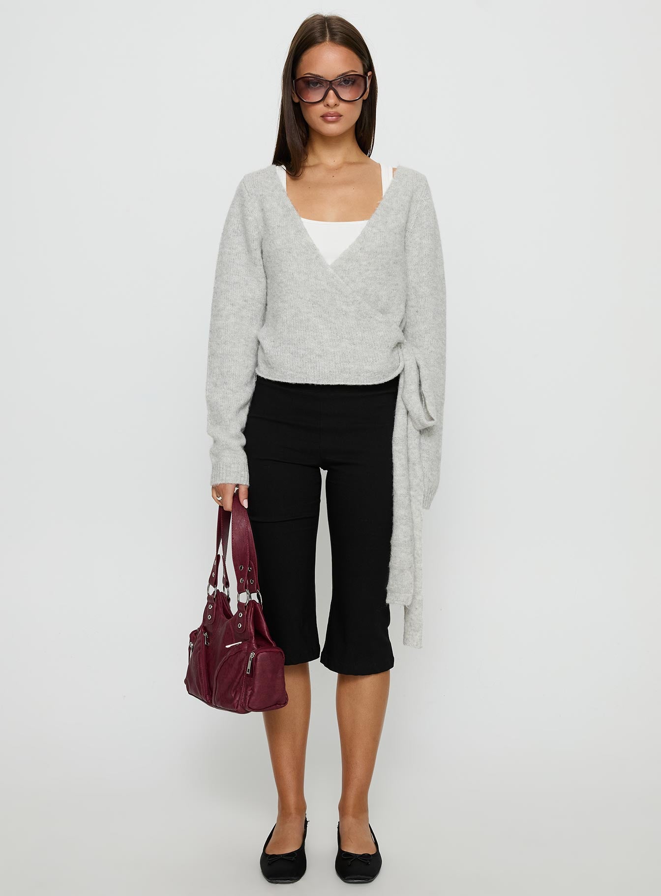 Tonee Wrap Knit Cardigan Grey