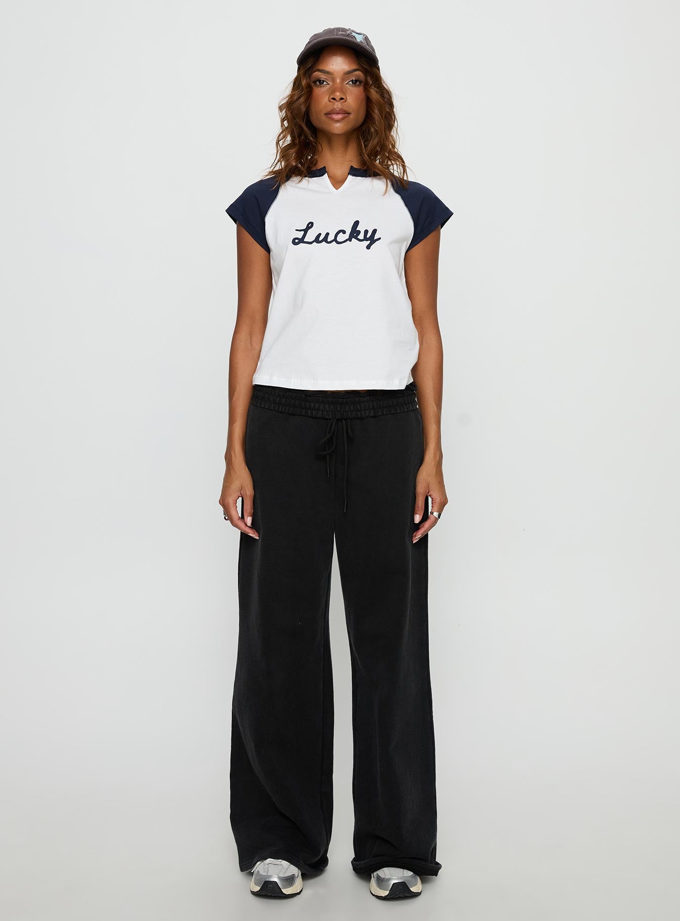 Southern Charm Graphic Baby Tee Navy / White