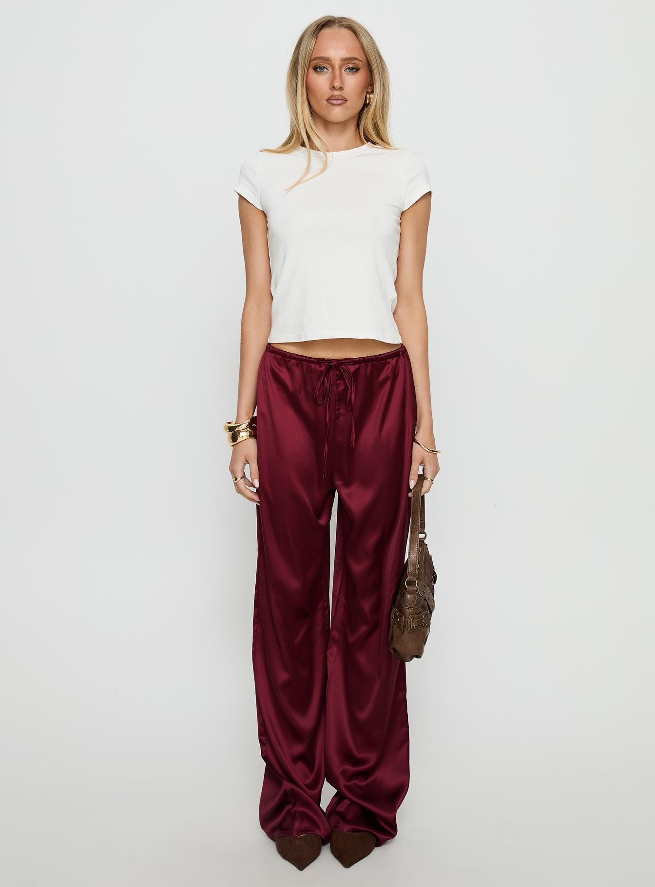 Soulstar Satin Pants Wine
