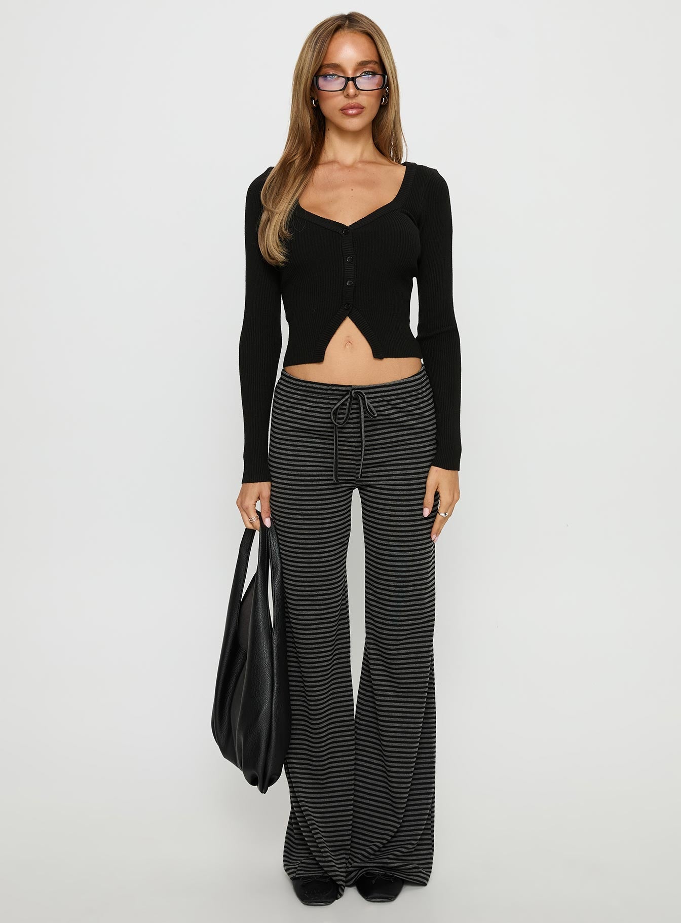 Alfreda Jersey Pants Grey / Black Stripe