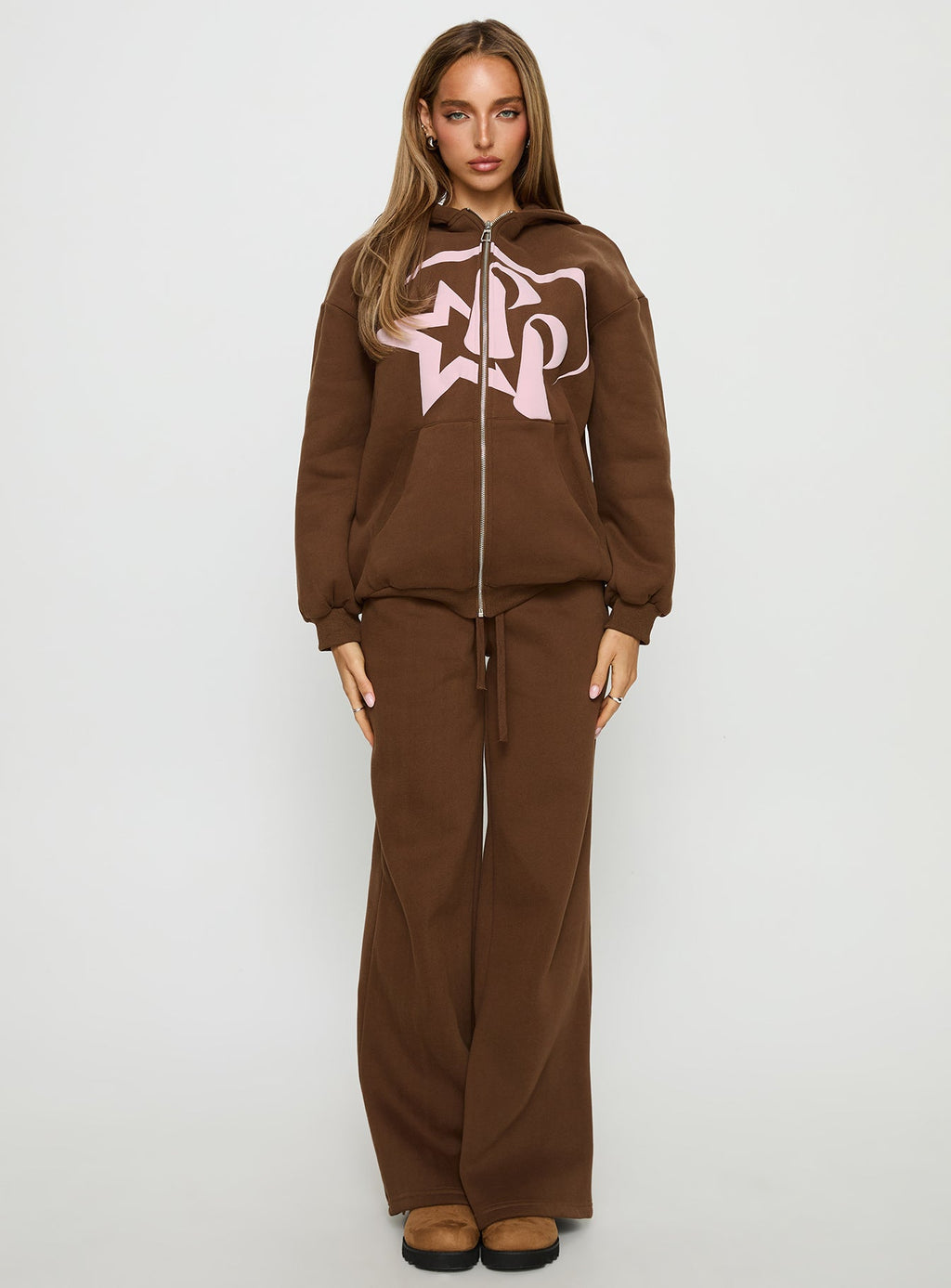 Princess Polly Stargirl Zip Through Jumper Brown
